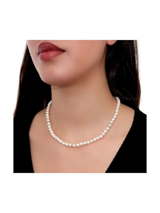 Necklace from White Gold 14K with Pearls