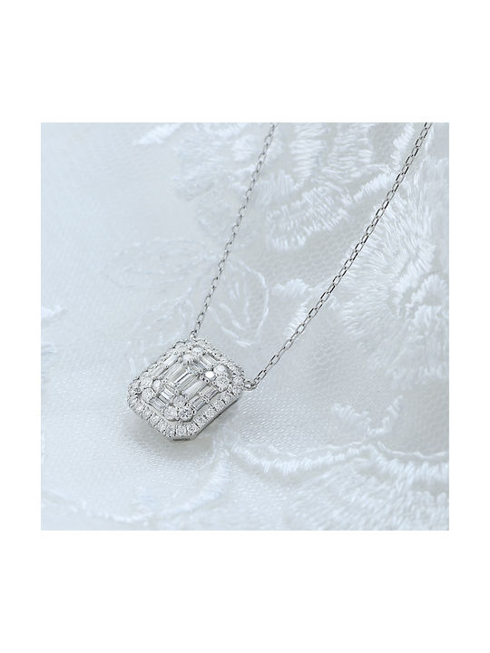 Necklace from White Gold 18k with Diamond