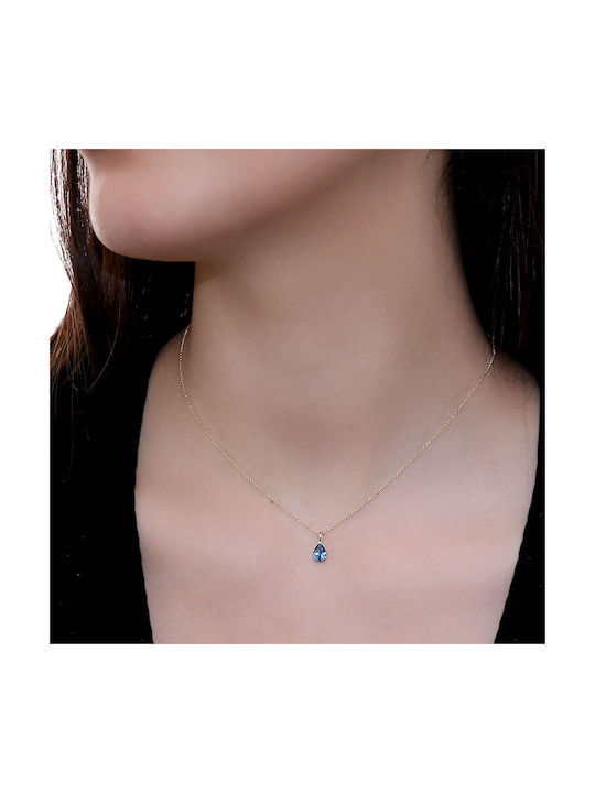 Necklace with design Tear from Gold 14K with Zircon