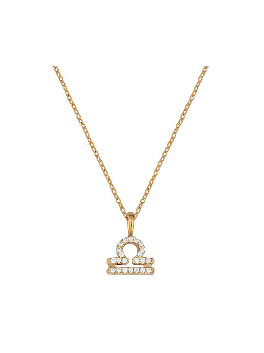 Necklace Zodiac Sign from Gold Plated Silver with Zircon