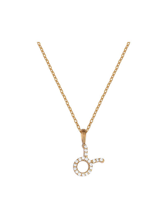 Necklace Zodiac Sign from Gold Plated Silver with Zircon