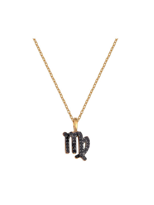 Necklace Zodiac Sign from Gold Plated Silver with Zircon