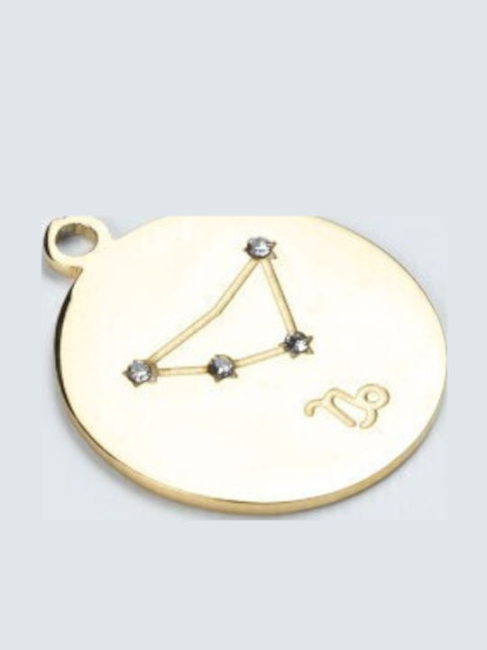 Cuoro Zodiac Sign from Gold Plated Steel with Zircon