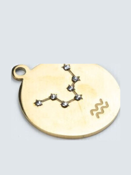 Cuoro Zodiac Sign from Gold Plated Steel with Zircon
