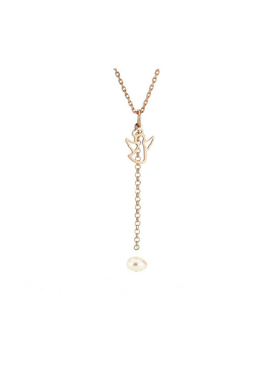 Goldsmith Necklace with design Angel from Silver with Pearls