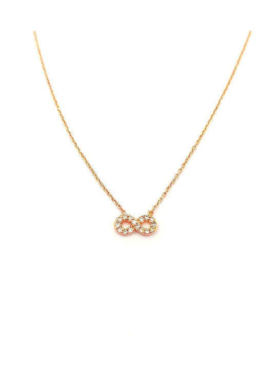 PS Silver Necklace Infinity from Gold Plated Silver with Zircon