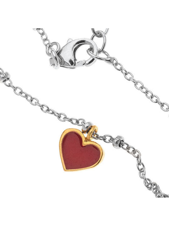 Bracelet Anklet with design Heart made of Silver