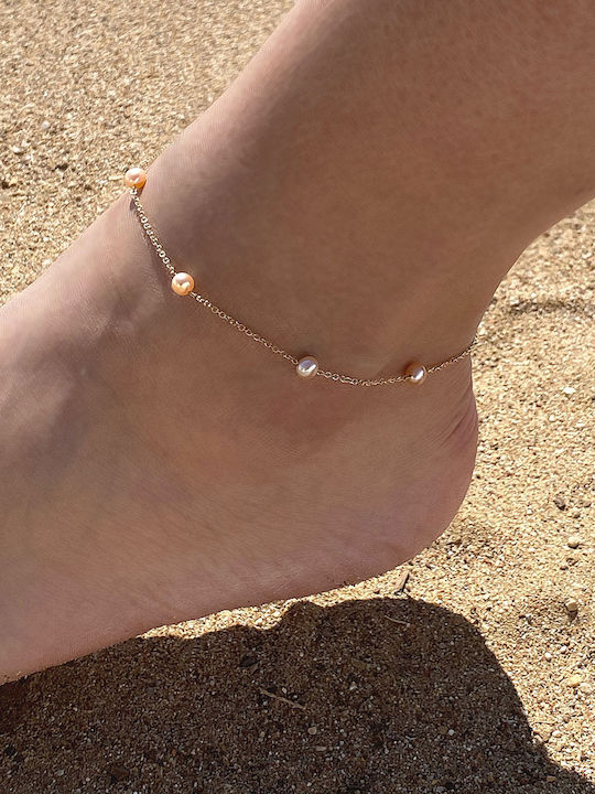 Bracelet Anklet Chain made of Gold 14K with Pearls