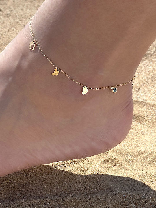 Bracelet Anklet Chain with design Eye made of Gold 14K