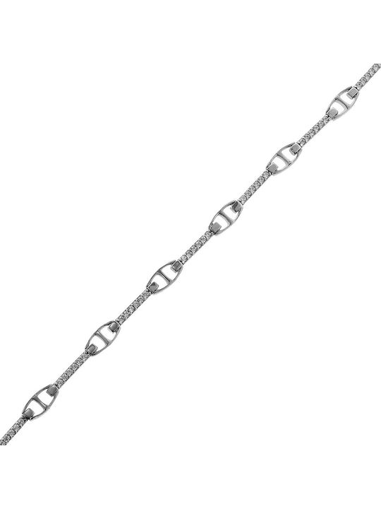 Bracelet Chain made of White Gold 9K with Zircon