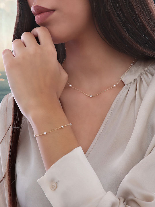 Bracelet Chain made of Gold 14K with Pearls