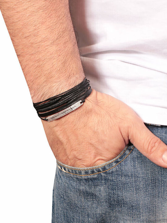 Herren Armband mit Design Kreuz aus Kabel