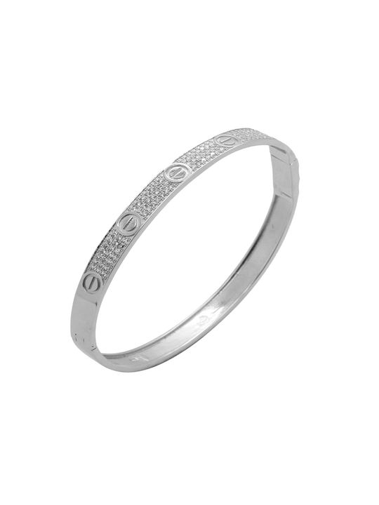 Damen Armband Handschellen aus Silber mit Zirkon