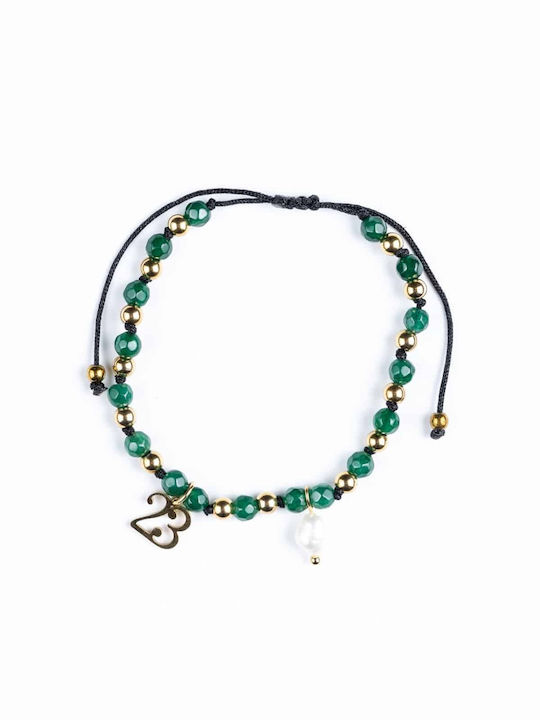 Armband Glücksbringer Makramee mit Design mit Steinen Vergoldet mit Perlen