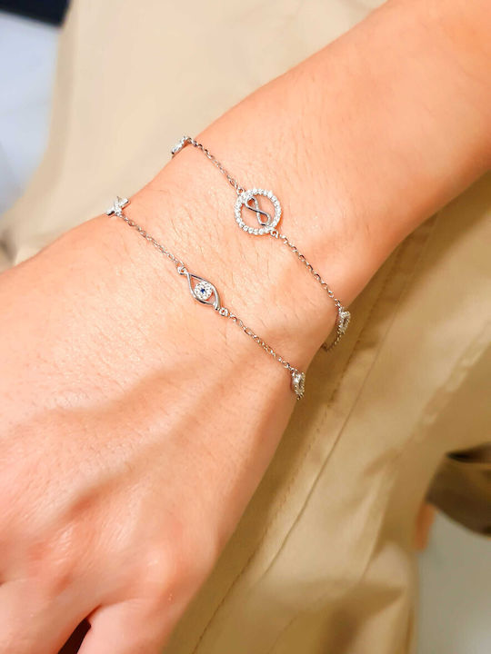 Bracelet with design Eye made of White Gold 9K