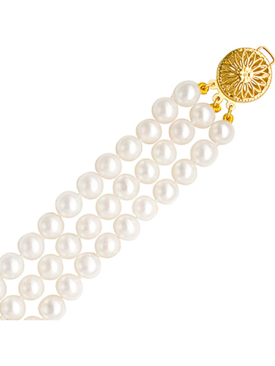 Margaritari Women's Bracelet Set in 14K Gold with Pearls 6.5cm