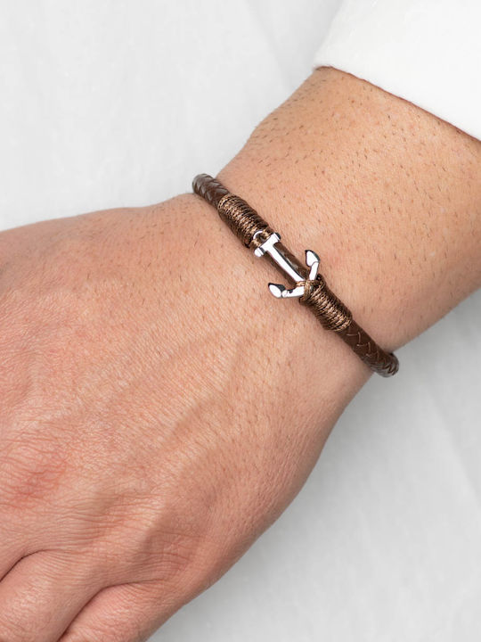 Bracelet with design Anchor made of Leather