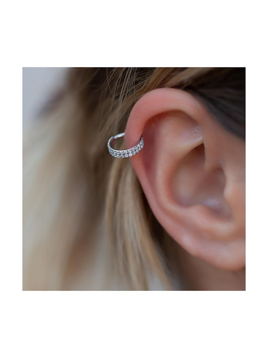 Clicker 10mm Earrings Hoops made of Steel Gold Plated with Stones