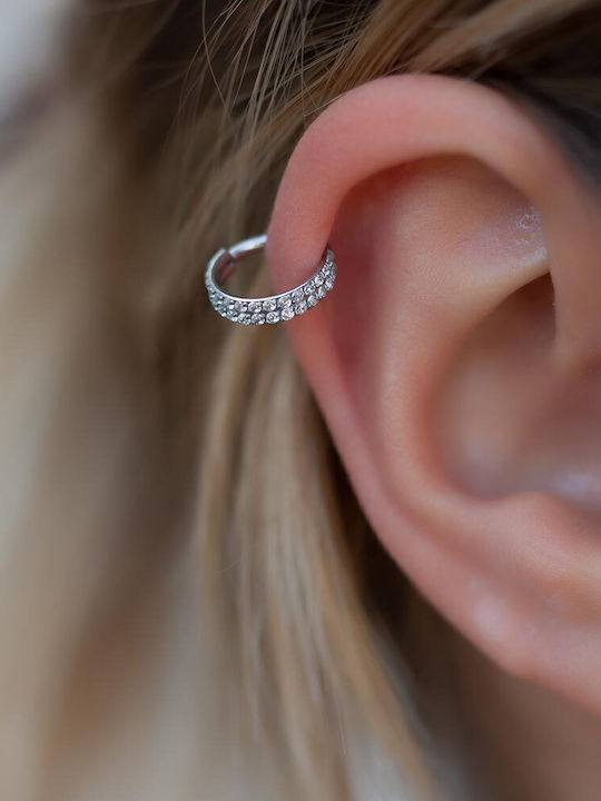 Piercing.gr Clicker 10mm Обици от Стомана Позлатен с Камъни