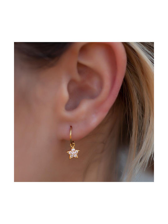 Earrings Hoops made of Steel Gold Plated with Stones