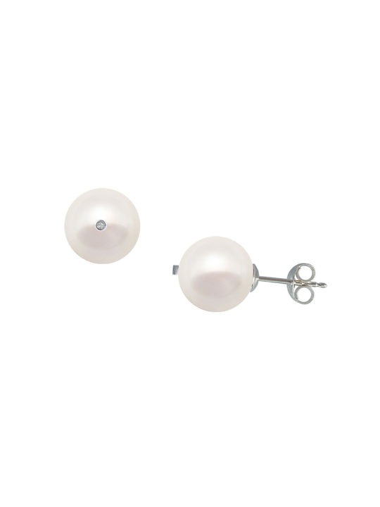 Earrings made of Gold 18K with Diamond & Pearls