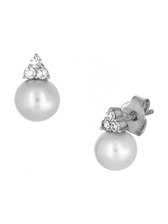 Earrings made of Platinum with Diamond & Pearls