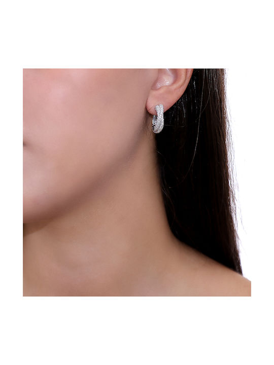 Earrings Hoops made of Platinum with Diamond