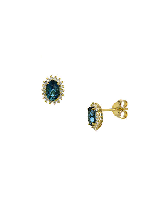 Blue Earrings made of Gold 18K with Diamond