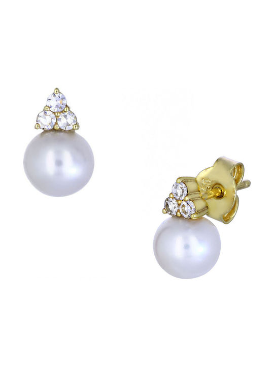 Earrings made of Gold 18K with Diamond & Pearls