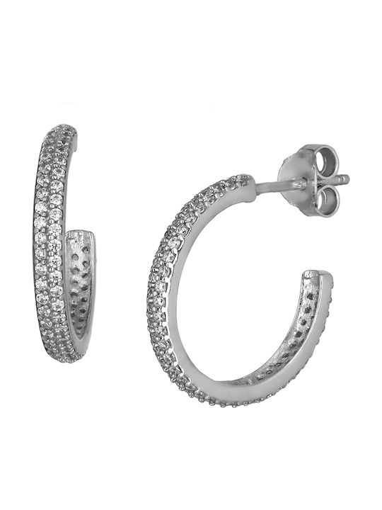 Earrings Hoops made of Platinum with Stones