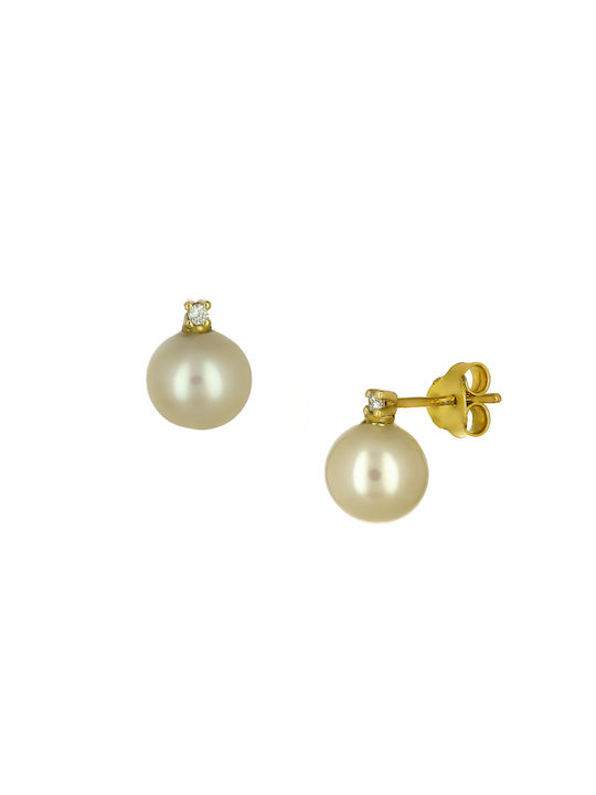 Earrings made of Gold 18K with Diamond & Pearls