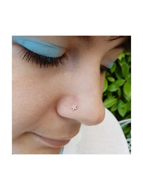 Nose Earring Stud made of Gold 14K with Stones