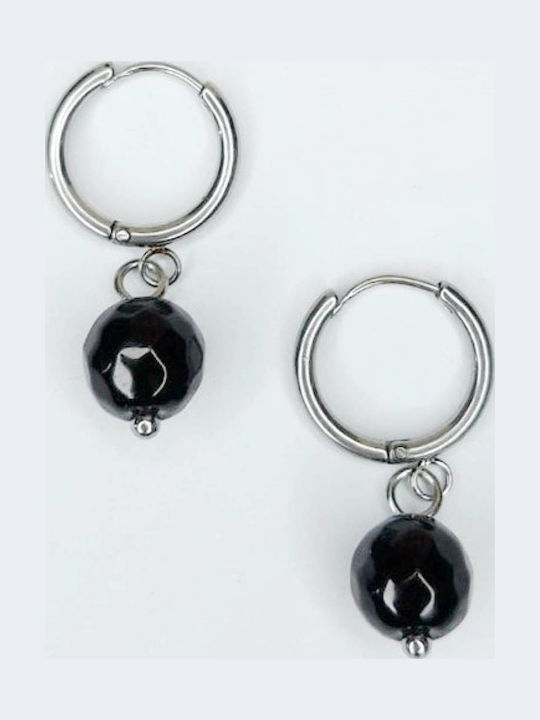 Kostibas Fashion Earrings Hoops made of Steel Gold Plated with Stones