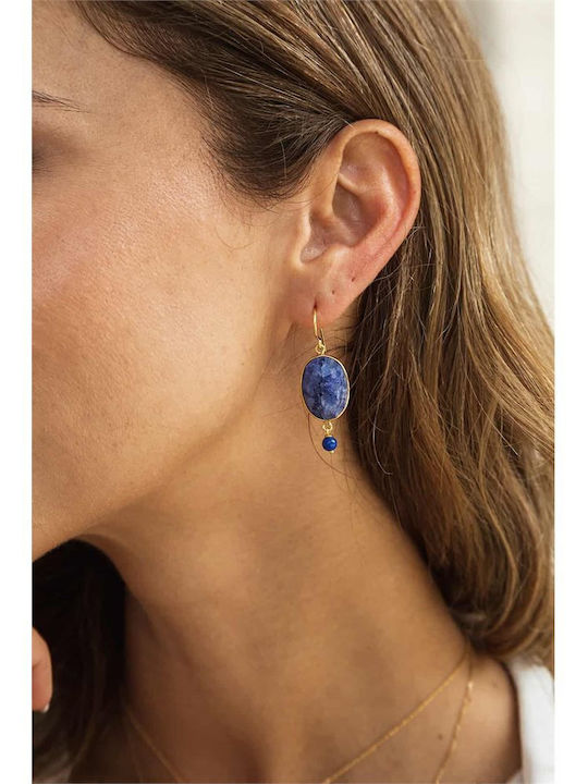 Paraxenies Lapis Lazuli Σκουλαρίκια Κρεμαστά από Ασήμι Επιχρυσωμένα με Πέτρες Paraxenies Lapis Lazuli Σκουλαρίκια Κρεμαστά από Ασήμι Επιχρυσωμένα με Πέτρες