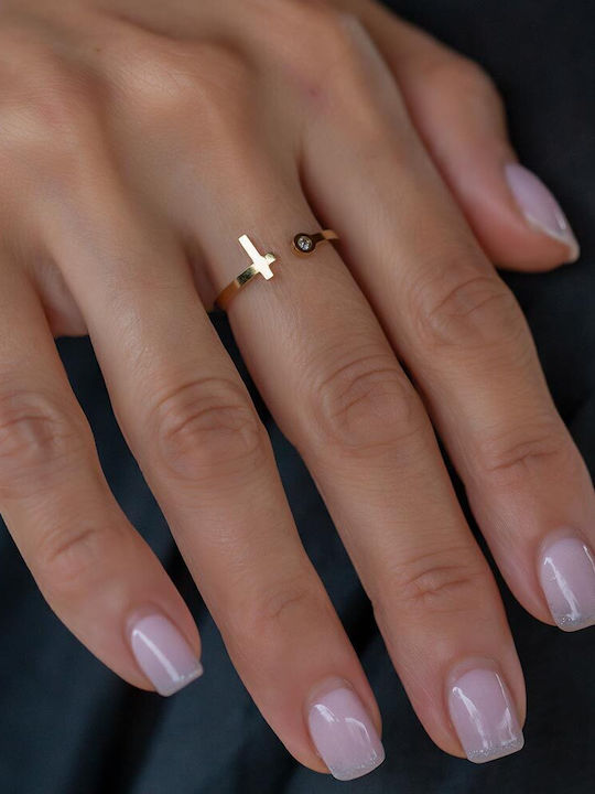Piercing.gr Γυναικείο Δαχτυλίδι από Ατσάλι Επιχρυσωμένο