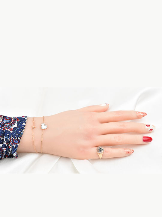 Goldjewels Femeie Chevalier Inel cu Zirconiu din Aur roz 14K