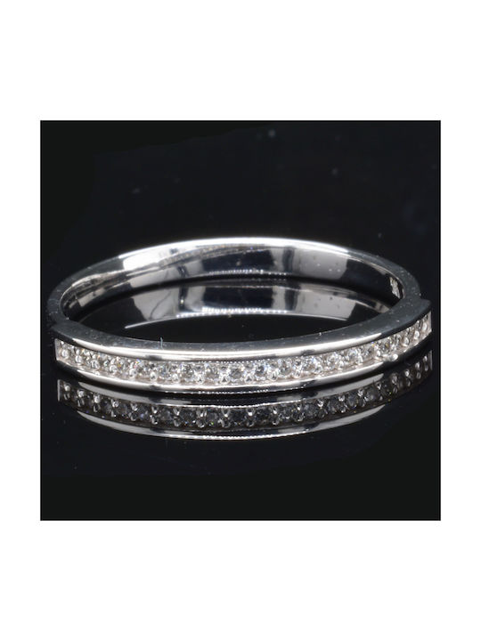 Women's White Gold Half Eternity Ring with Zircon 14K