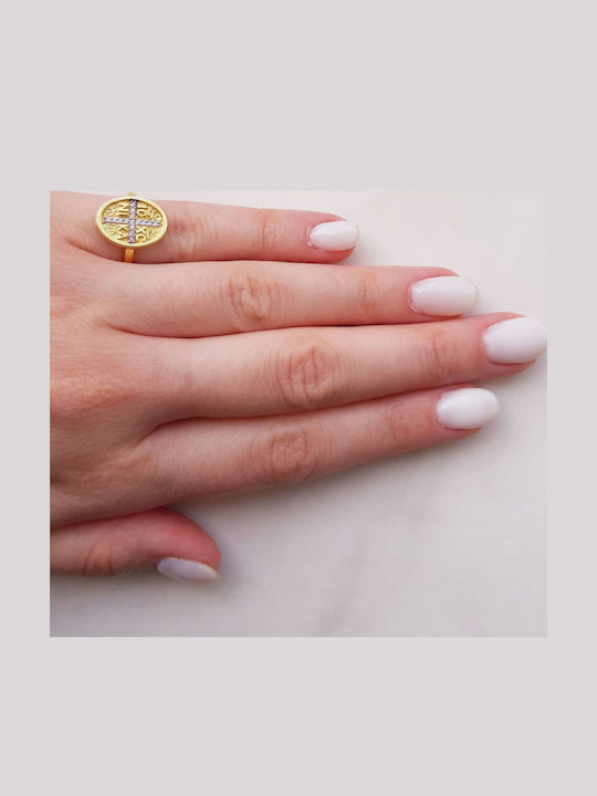 Damen Chevalier Ring mit Steinen aus Gold 14K