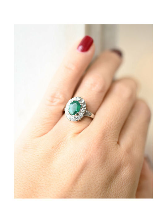 Women's White Gold Ring with Stone 18K