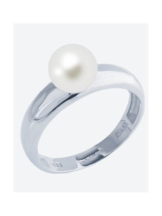 Women's White Gold Eternity Ring with Pearl 14K