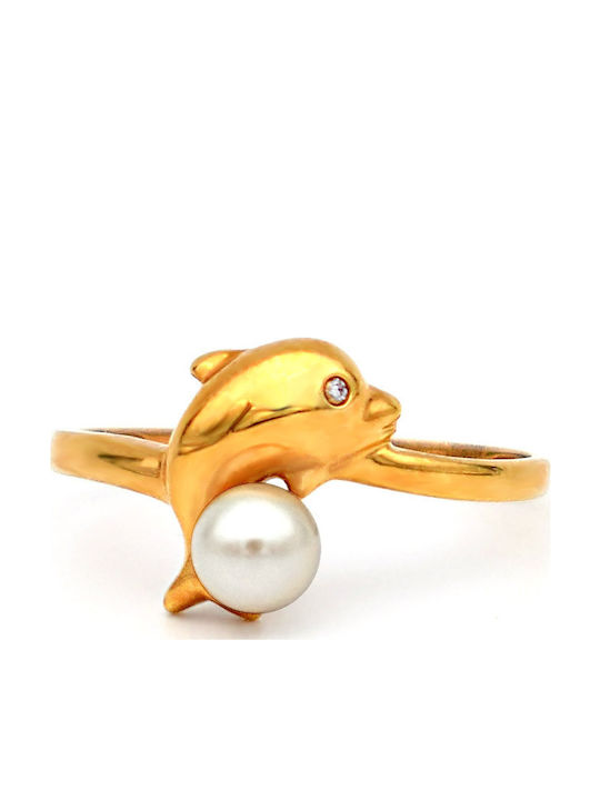 Margaritari Damen Ring mit Perlen aus Gold 18K