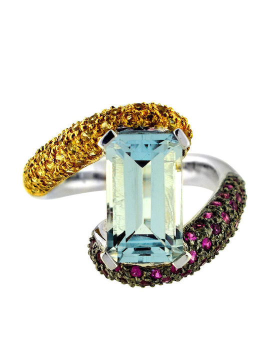 Margaritari Ring with Stones made of White gold 18K