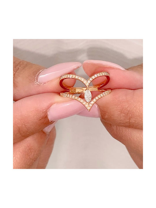 Women's Ring with Diamond from Rose Gold 18K