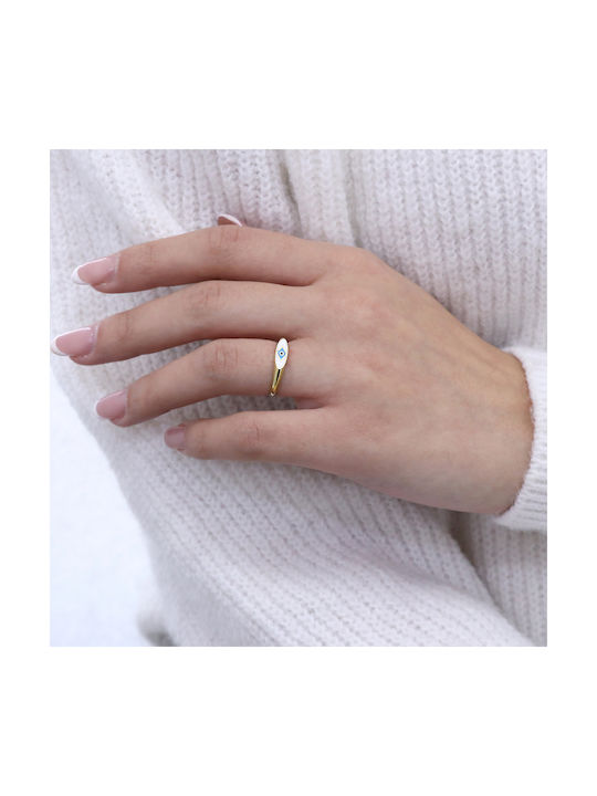 Women's Gold Ring with Enamel 14K