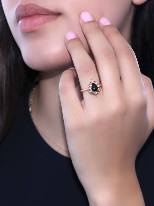 Дамски Пръстен с Диамант от Розово злато 18K
