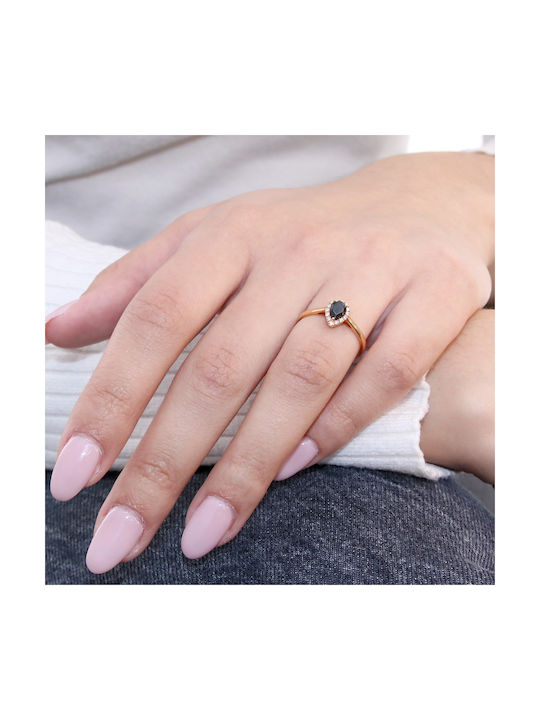 Damen Ring Vollring mit Diamant Vergoldet