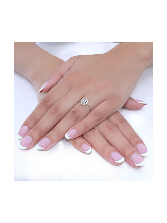 Women's White Gold Ring with Zircon 9K