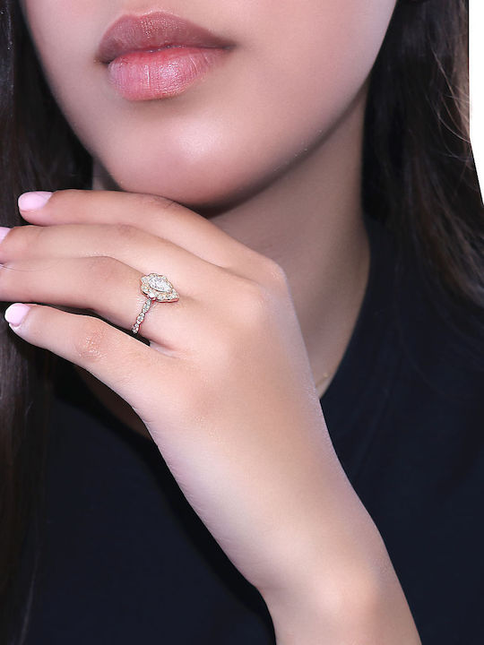 Дамски Пръстен с Диамант от Розово злато 18K