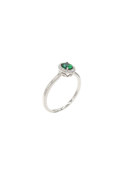 Women's White Gold Ring with Stone 18K