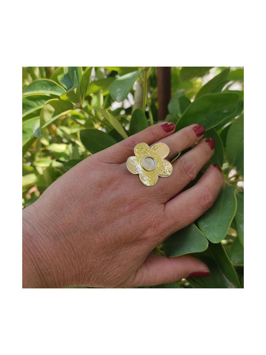 Women's Gold Plated Silver Ring with Stone